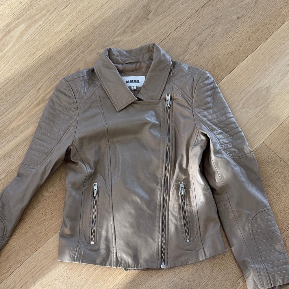 BB Dakota Women's Taupe Leather Jacket Size Small